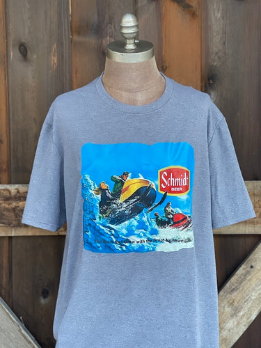 Schmidt Beer Snowmobile Tee- Charcoal Grey